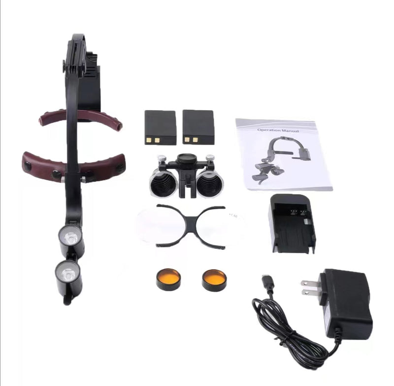 3.5X Cordless Surgical Loupes with Double HeadLight