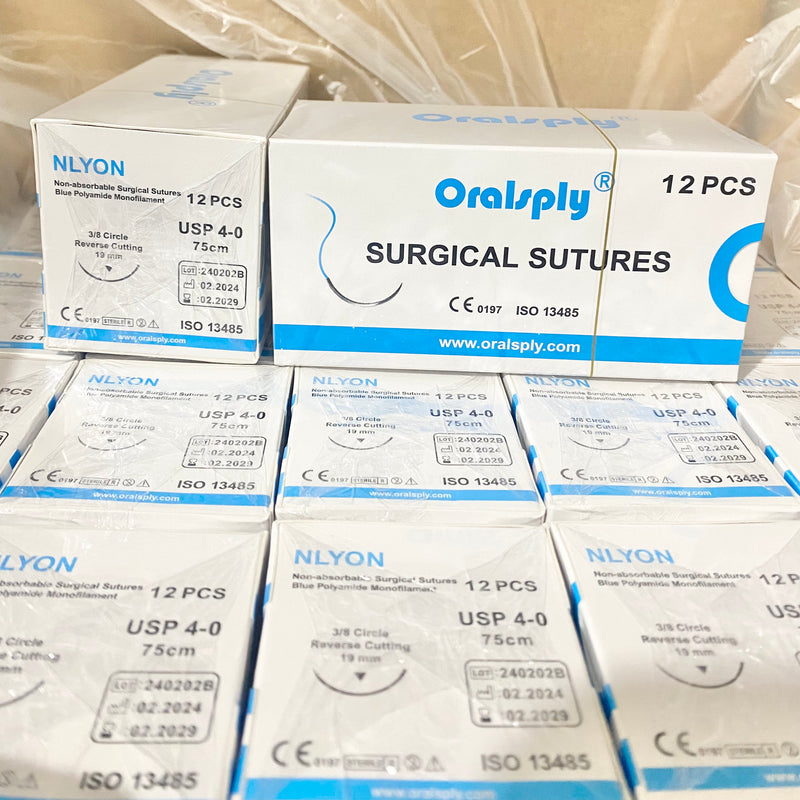 Oralsply NYLON 4-0 / 5-0 Non-Absorbable Surgical Sutures 12/Box