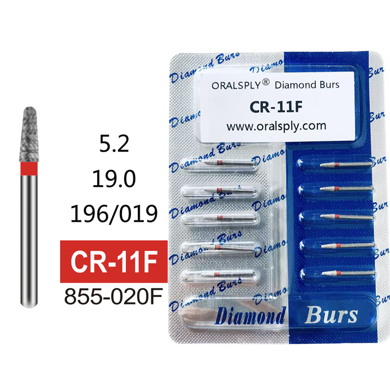 AZDENT 10pcs Dental High Speed Handpiece Diamond FG Burs FO-11S – Super Coarse, 1.2mm Head, 300,000 RPM, Friction Grip