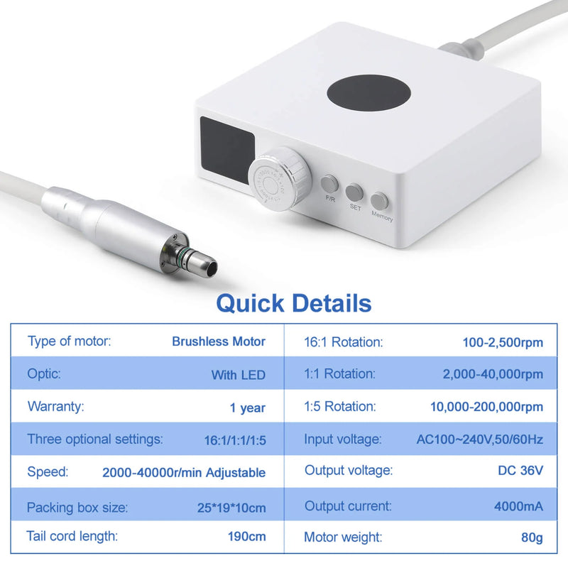 Brushless Dental Electric Micro Motor with LED Light Internal Water Spray