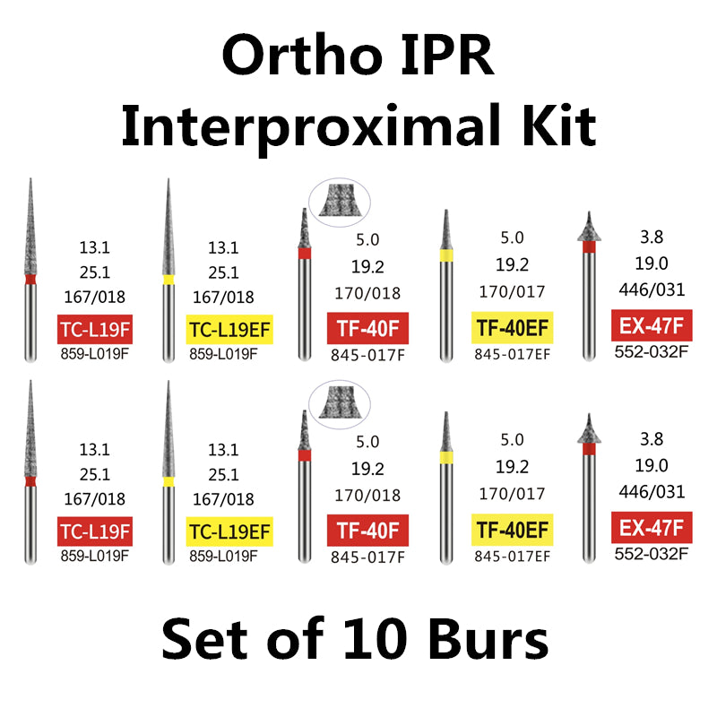 Ortho IPR Interproximal Kit Set of 10 Burs