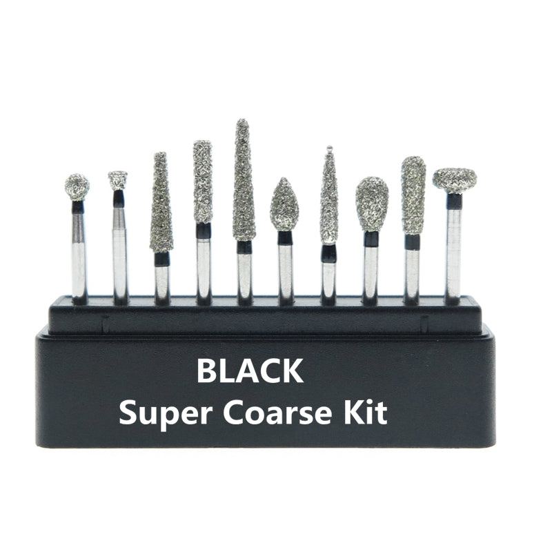 Black Super Coarse Kit Set of 10 Burs