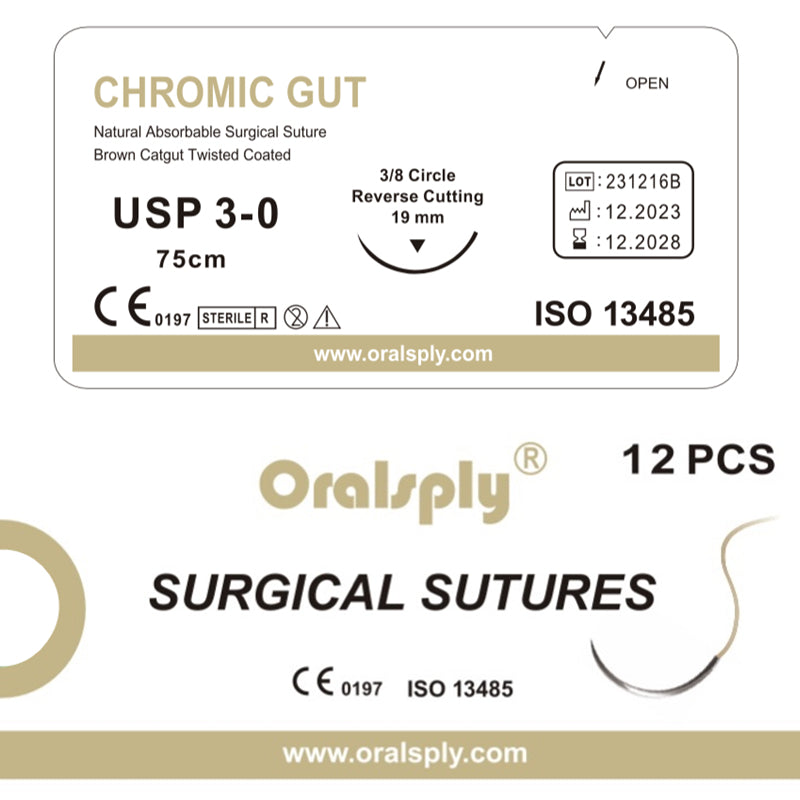 Oralsply Surgical Sutures CHROMIC GUT 3-0