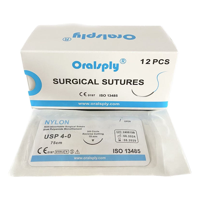 Oralsply NYLON 4-0 / 5-0 Non-Absorbable Surgical Sutures 12/Box