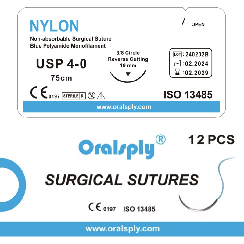 Oralsply NYLON 4-0 / 5-0 Non-Absorbable Surgical Sutures 12/Box