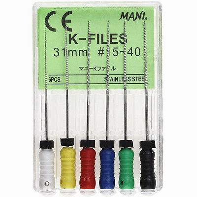 MANI K-FILES Stainless Steel 10 Packs